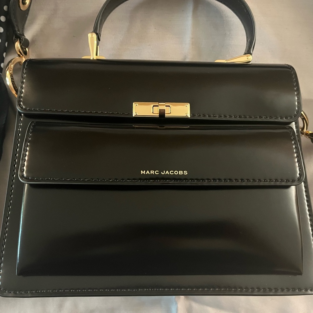 Marc Jacobs Black Satchel with Gold Accents-The Uptown
